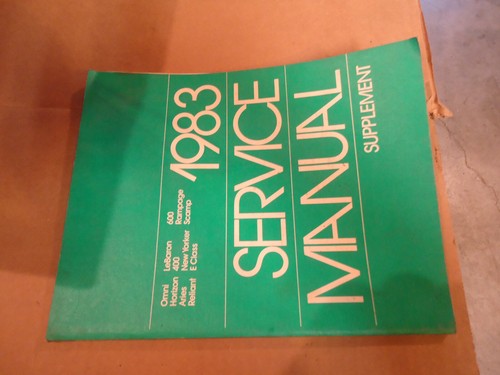 1983 chrysler service - chrysler, manual