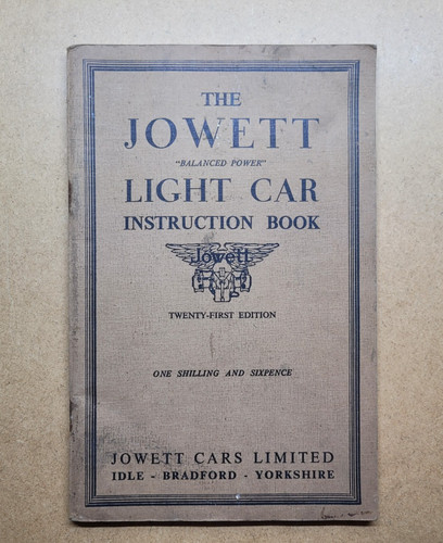 Jowett light car instruction - light,